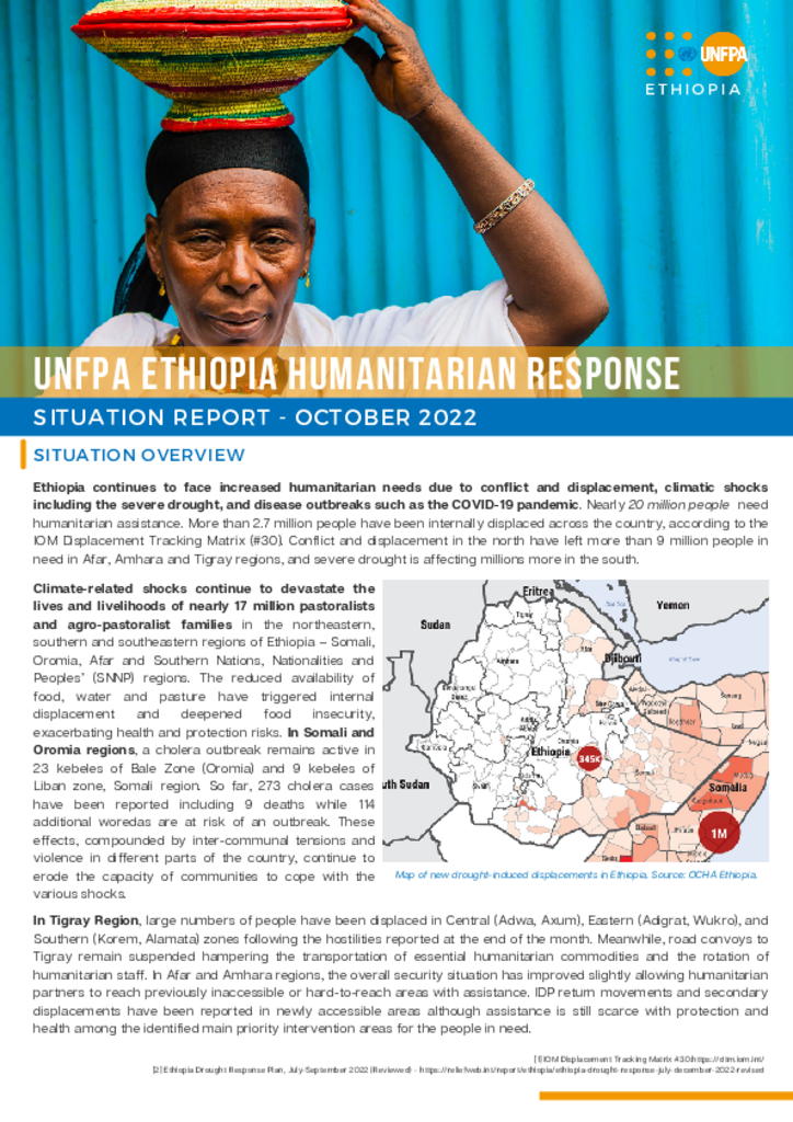 UNFPA Ethiopia Humanitarian Response: Situation Report - October 2022