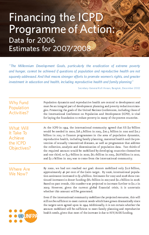 Financing the ICPD Programme of Action 2008